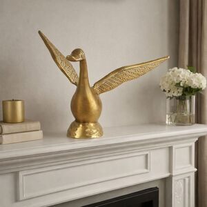 Vintage Brass Flying Goose Figurine 6.5" Made in India